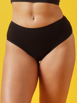 Clovia - Cotton Panda Print Mid Waist Hipster - Black