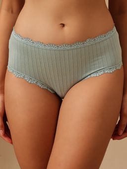 Clovia - Ribbed Mid Waist Hipster - Green