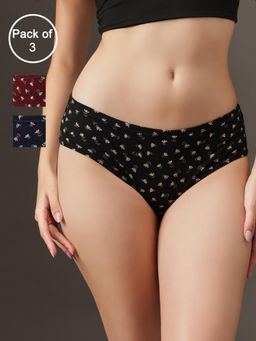 Clovia - Cotton Inner Elastic Mid Waist Hipster - Multi-Color (Pack of 3)