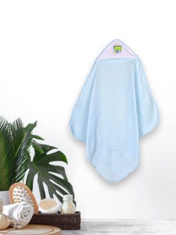 Moms Home - Super Soft Organic Cotton Hooded Baby Bath Towel Blue