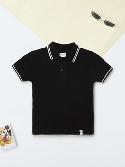 max - Boys Solid Black Polo T-Shirt
