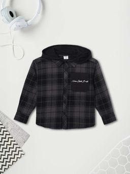 max - Boys Checked Hooded Neck Shirt