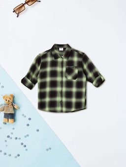 max - Boys Checked Green Oversized Shirt