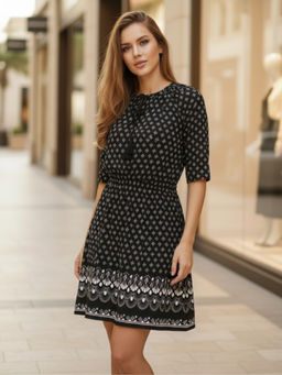 Sera - Black Neck Tie-up Mini Dress