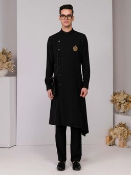 S&N by Shantnu Nikhil - Black Minimalistic Asymmetric Kurta