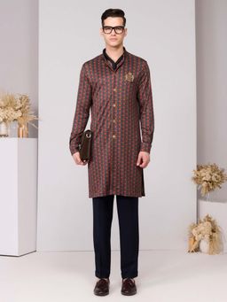S&N by Shantnu Nikhil - Cherry Crepe Jersey Adamas Printed Kurta - Multi-Color