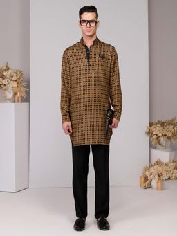 S&N by Shantnu Nikhil - Silk Twill Adamas Printed Kurta - Multi-Color