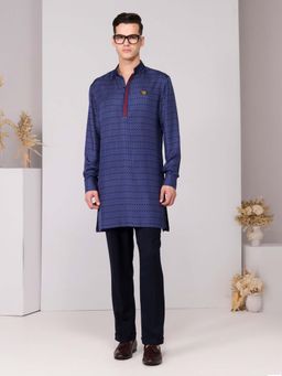 S&N by Shantnu Nikhil - Navy Blue Adamas Printed Kurta