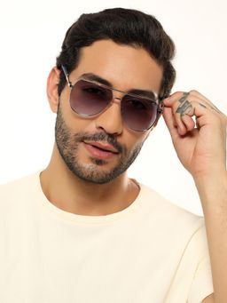 Eyejack - Unisex Aviator Silver Frame Purple Lens Sunglasses - 7008CL871 (58)