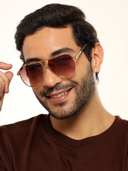 Eyejack - Unisex Aviator Gold Frame Brown Lens Sunglasses - 7008CL872 (58)