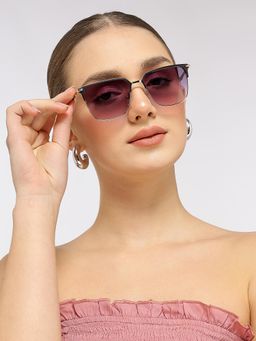 Eyejack - Unisex Square Gold Frame Purple Lens Sunglasses - 7021CL853 (54)