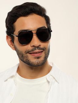 Eyejack - Unisex Aviator Grey Frame Black Lens Sunglasses - 8008PCL840 (58)