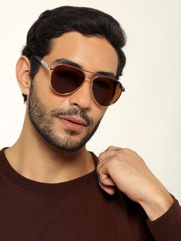 Eyejack - Unisex Aviator Gold Frame Brown Lens Sunglasses - 8017PCL878 (57)