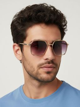 Eyejack - Unisex Wayfarer Gold Frame Pink Lens Sunglasses - B80677CL847 (57)