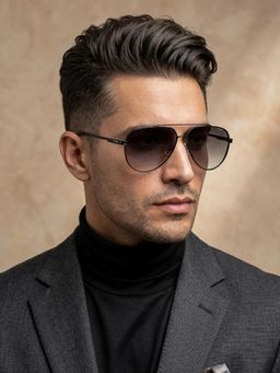 IRUS - Men 100% Uv Protected Aviator Grey Lens Sunglasses (60)