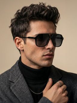 IRUS - Men 100% Uv Protected Square Grey Lens Sunglasses (57)