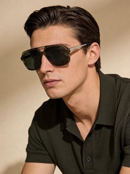 IRUS - Men 100% Uv Protected Square Green Lens Sunglasses (57)