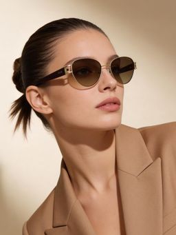 IRUS - Women 100% Uv Protected Oval Brown Lens Sunglasses (55)