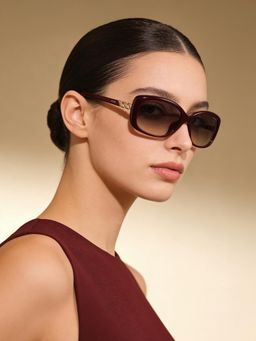 IRUS - Women 100% Uv Protected Rectangle Brown Lens Sunglasses (58)