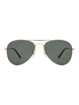Opium Eyewear - Unisex Lightweight Polarised & UV Protected Aviator Green Lens Sunglasses (57)