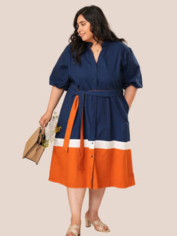 Label By Mohita - Colorblock Shirt Dress