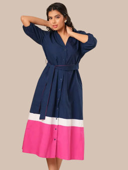 Label By Mohita - Colorblock Shirt Dress