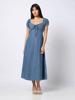 GAP - Women's Short Sleeve Sweetheart Neck Denim Dress
