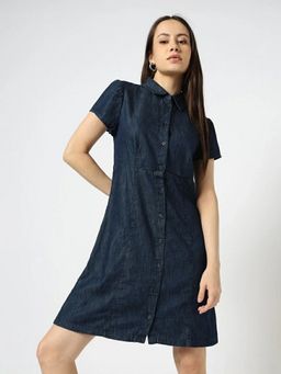 GAP - Women's Solid Spread Collar Shirt Dress