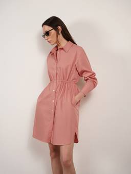 FABLE STREET - Pure Cotton Regular Fit Cuffed Sleeve Collar Neck Dress