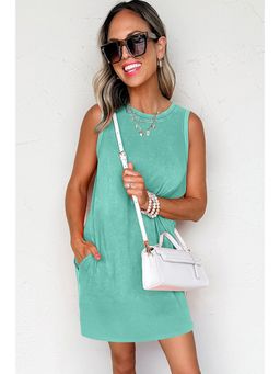Errabelly - Sea Green Mineral Wash Tank Mini Dress with Pockets