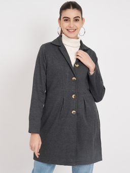 BRINNS - Single-Breasted Overcoat Charcoal