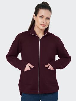 BRINNS - Women Fleece Open Front Jacket Burgundy