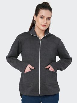 BRINNS - Women Fleece Open Front Jacket Charcoal