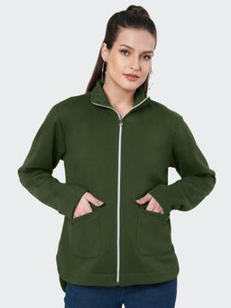 BRINNS - Women Fleece Open Front Jacket Green