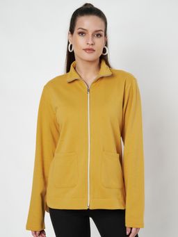 BRINNS - Women Fleece Open Front Jacket Yellow