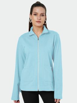 BRINNS - Women Fleece Open Front Jacket Turquoise