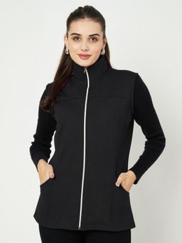 BRINNS - Women Solid Mock Collar Tailored Jacket Black