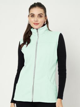 BRINNS - Women Solid Mock Collar Tailored Jacket Green