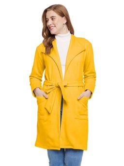 BRINNS - Longline Fleece Coats with Belt Yellow