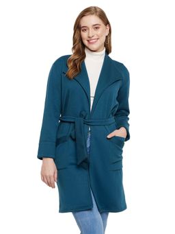 BRINNS - Longline Fleece Overcoats with Belt Teal