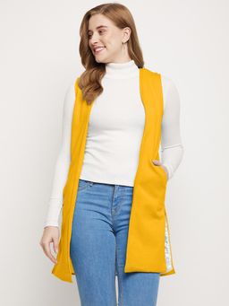 BRINNS - Women Sleeveless Longline Open Front Shrug Yellow