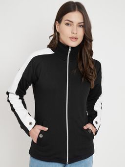 BRINNS - Colourblocked Fleece Front-Open Jacket Black