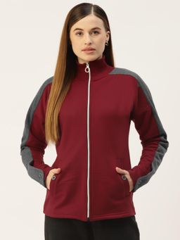 BRINNS - Colourblocked Fleece Front-Open Jacket Maroon