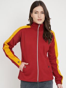 BRINNS - Colourblocked Fleece Front-Open Jacket Maroon
