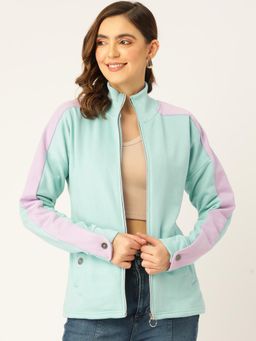BRINNS - Colourblocked Fleece Front-Open Jacket Turquoise