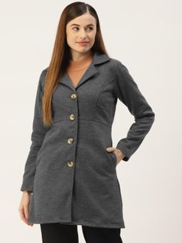 BRINNS - Collar Single Breasted Overcoat Charcoal