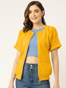BRINNS - Short Sleeves Collarless Tailored Jacket Yellow