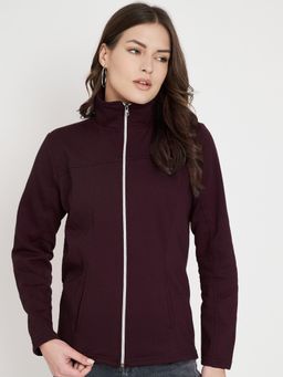 BRINNS - Mock Collar Long Sleeves Casual Jacket Burgundy