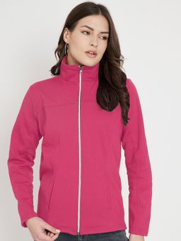 BRINNS - Mock Collar Long Sleeves Casual Jacket Magenta