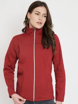 BRINNS - Mock Collar Long Sleeves Casual Jacket Maroon